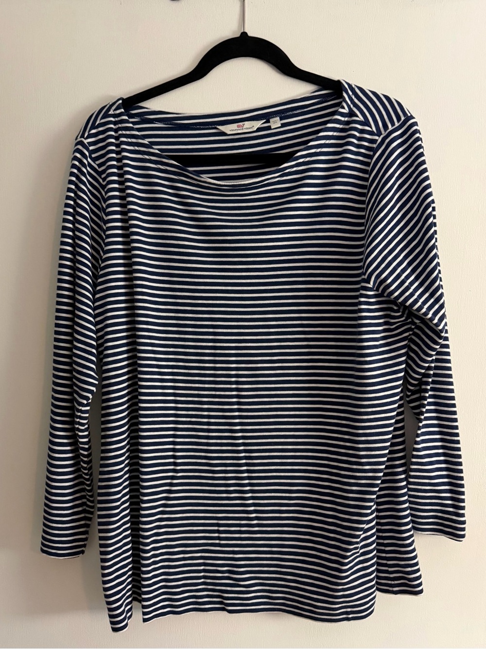 Vineyard Vines Navy and White Striped Long-Sleeve Tee